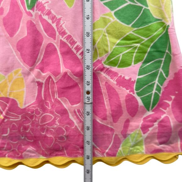 VTG 90s Lilly Pulitzer Womens M Tunic Top Pink Giraffe Ric Rac Trim Tropical - Picture 12 of 14